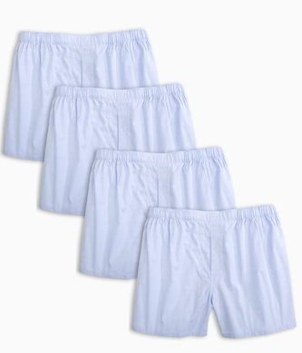 4-Pack Men’s Blue Pinpoint 100% Cotton Boxer Shorts (Style BB102)