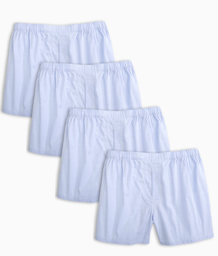 4-Pack Blue 100% Cotton Men's Pinpoint Boxer (BB102)