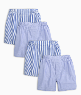 4-Pack Men’s French Blue 100% Cotton Boxer Shorts (Style BB103)