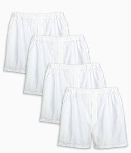 4-Pack White 100% Cotton Men's Solid Oxford Boxer (BB106)