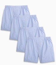 Load image into Gallery viewer, 4-Pack Blue 100% Cotton Men&#39;s Solid Oxford Boxer (BB107)