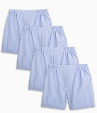 4-Pack Men’s Blue Solid Oxford 100% Cotton Boxer Shorts (Style BB107)