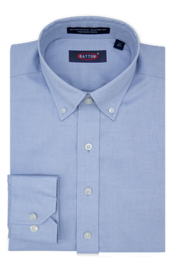 Beyond Non-Iron® Blue 80s 2-Ply Pinpoint Cotton Dress Shirt – Andrew (Exact Neck & Sleeve Sizing)