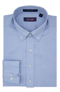 Beyond Non-Iron® Blue 80s 2-Ply Pinpoint Cotton Dress Shirt – Andrew (Exact Neck & Sleeve Sizing)