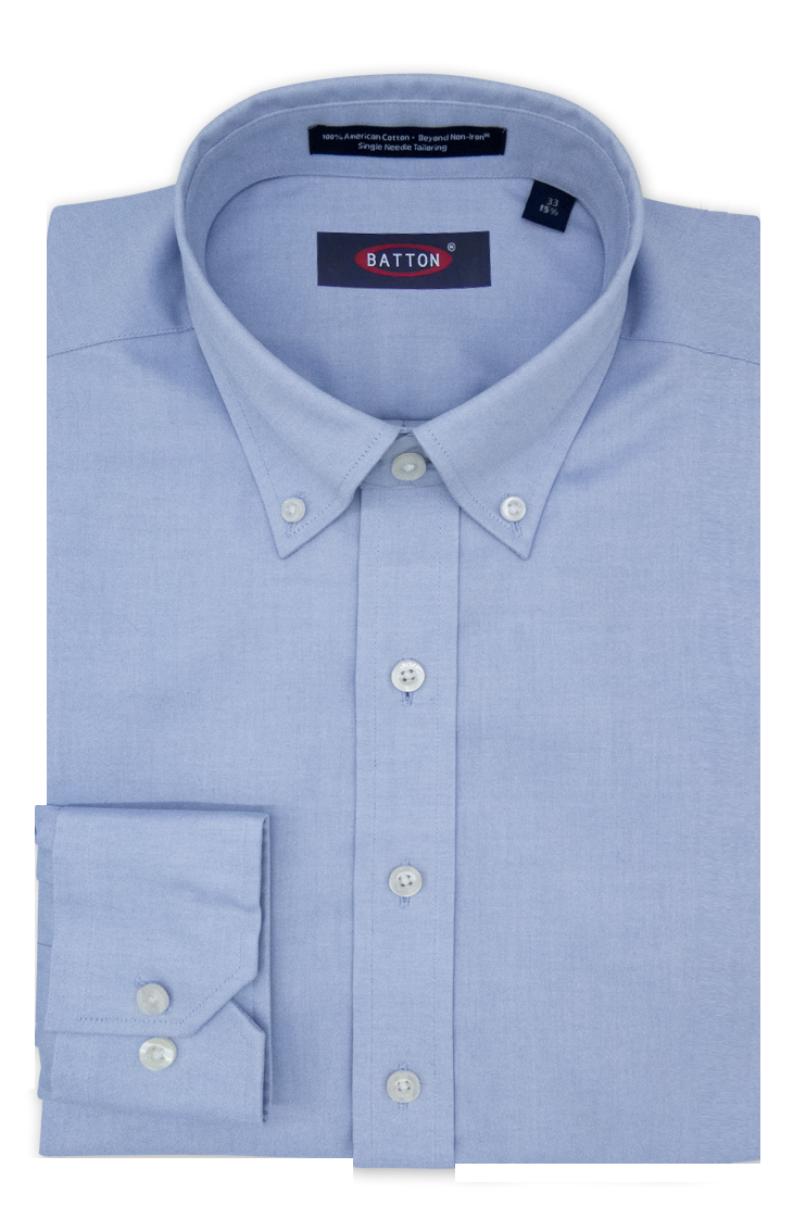 Beyond Non-Iron® Blue 80s 2-Ply Pinpoint Cotton Dress Shirt – Andrew (Exact Neck & Sleeve Sizing)
