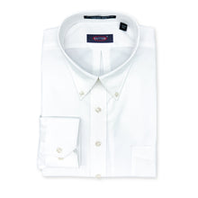Load image into Gallery viewer, White dress shirt with collar label on a white background