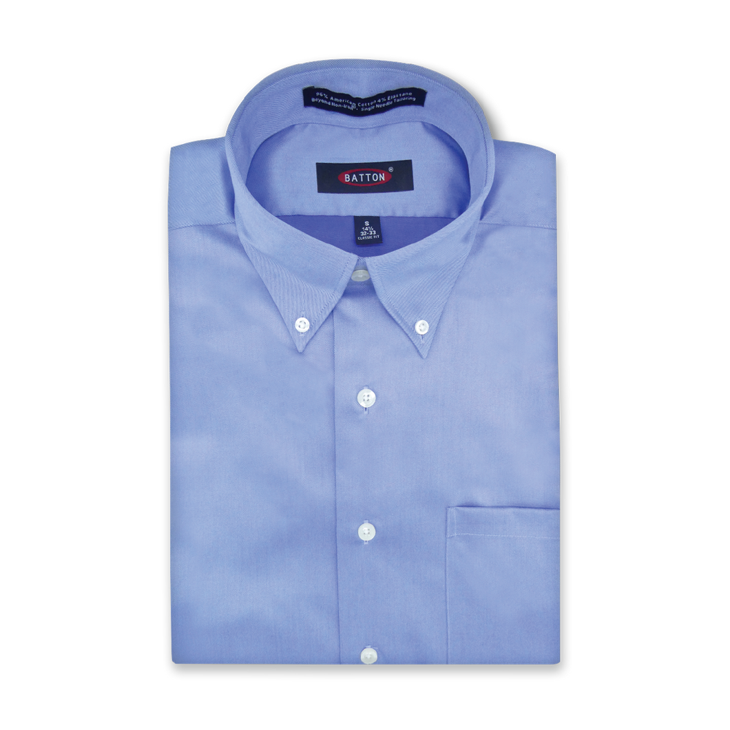 Beyond Non-Iron® Blue 80/2 Ply Twills with Stretch Dress Shirt (Ben)