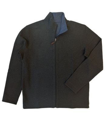 Charcoal and Medium Blue Men's Reversible Full Zip Jacket- No Pockets