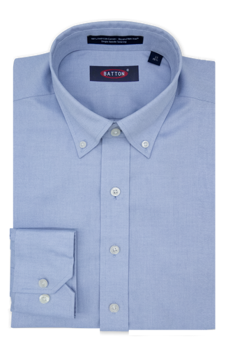 Beyond Non-Iron® Blue 80s 2-Ply Pinpoint Cotton Dress Shirt – Duke (Average Sleeve & Dual Size)