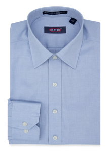 Beyond Non-Iron® Blue Spread-Collar 80s 2-Ply Pinpoint Cotton Dress Shirt – Matt (Exact Neck & Sleeve Sizing)