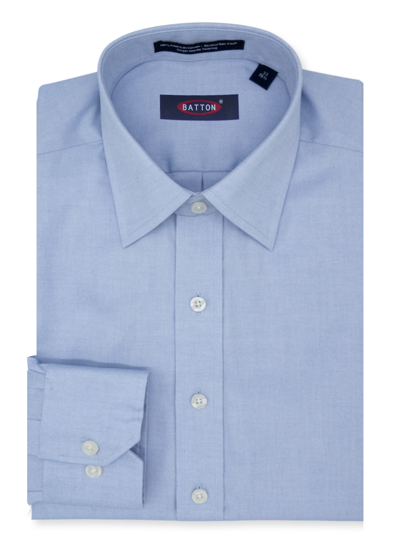 Beyond Non-Iron® Blue Spread-Collar 80s 2-Ply Pinpoint Cotton Dress Shirt – Matt (Exact Neck & Sleeve Sizing)