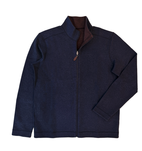 Navy and Cocoa Men's Reversible Full Zip Jacket