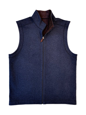 Navy and Cocoa Men's Full Zip Reversible Vest- No Pockets