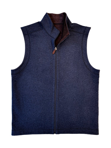 Navy and Cocoa Men's Reversible Vest
