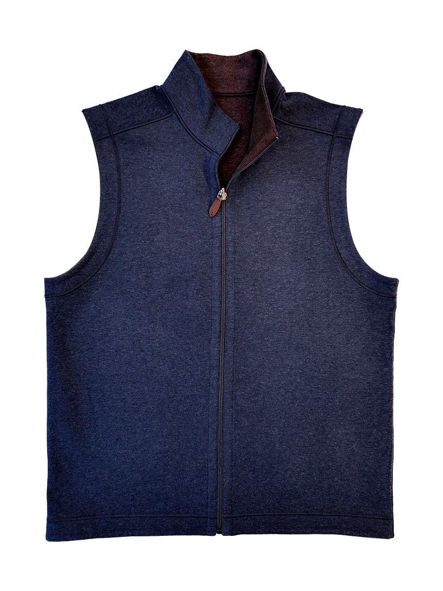 Navy and Cocoa Men's Reversible Vest