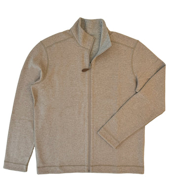Sand and Heather Grey Men's Reversible Full Zip Jacket- No Pockets