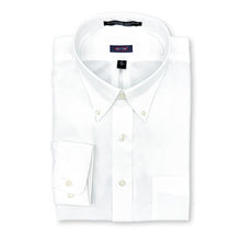 Load image into Gallery viewer, White dress shirt with a collar tag on a white background