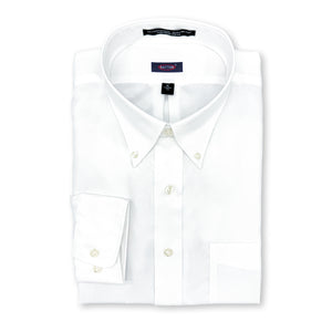 White dress shirt with a collar tag on a white background